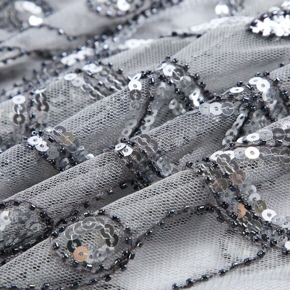 Women's 1920s Scarf Wraps Sequin Deco Fringed Wedding Cape Evening Shawl Vintage - Picture 6 of 6